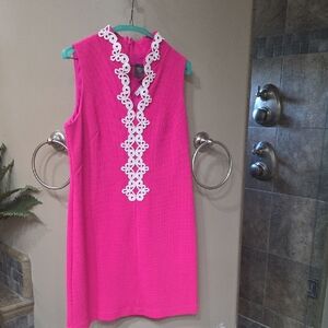 Vince Camuto Fuchsia Dress with White Lace Accent